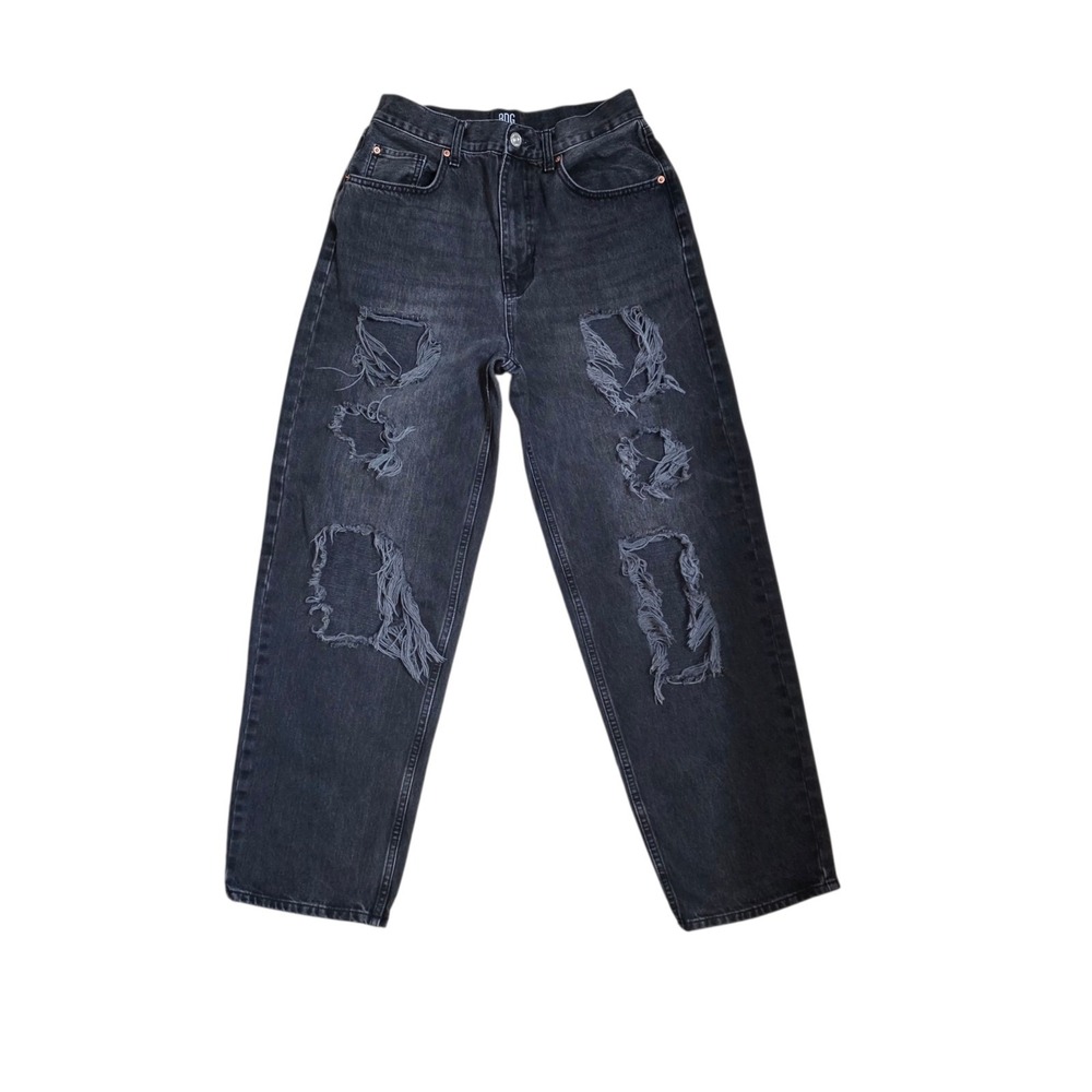 BDG Y2K Baggy Jeans Womens 30 Black Distressed Wide Leg Skater Denim
